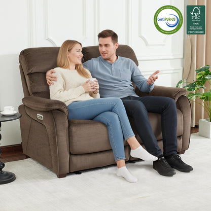 61.6'' Wall Hugger Power Loveseat Recliner Sofa with Adjustable Headrest and USB A & C Charge Ports for Living Room, RVs, Small Spaces, Fabric, ST258M1 | ST258M2 |ST258M3