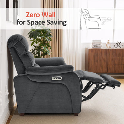 Zero Wall-Hugger Power Recliner Chair, Small Spaces and RV, Fabric ST257