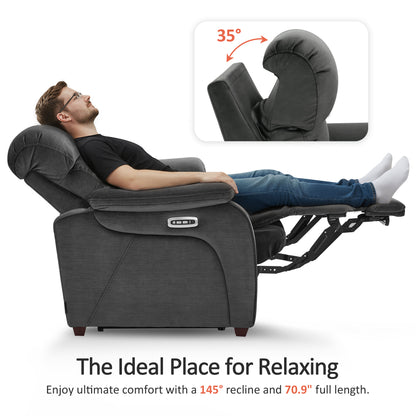 61.6'' Wall Hugger Power Loveseat Recliner Sofa with Adjustable Headrest and USB A & C Charge Ports for Living Room, RVs, Small Spaces, Fabric, ST258M1 | ST258M2 |ST258M3