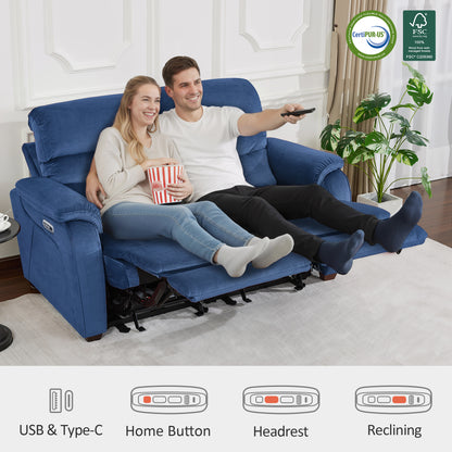 61.6'' Wall Hugger Power Loveseat Recliner Sofa with Adjustable Headrest and USB A & C Charge Ports for Living Room, RVs, Small Spaces, Fabric, ST258M1 | ST258M2 |ST258M3