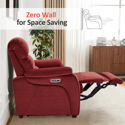 61.6'' Wall Hugger Power Loveseat Recliner Sofa with Adjustable Headrest and USB A & C Charge Ports for Living Room, RVs, Small Spaces, Fabric, ST258M1 | ST258M2 |ST258M3