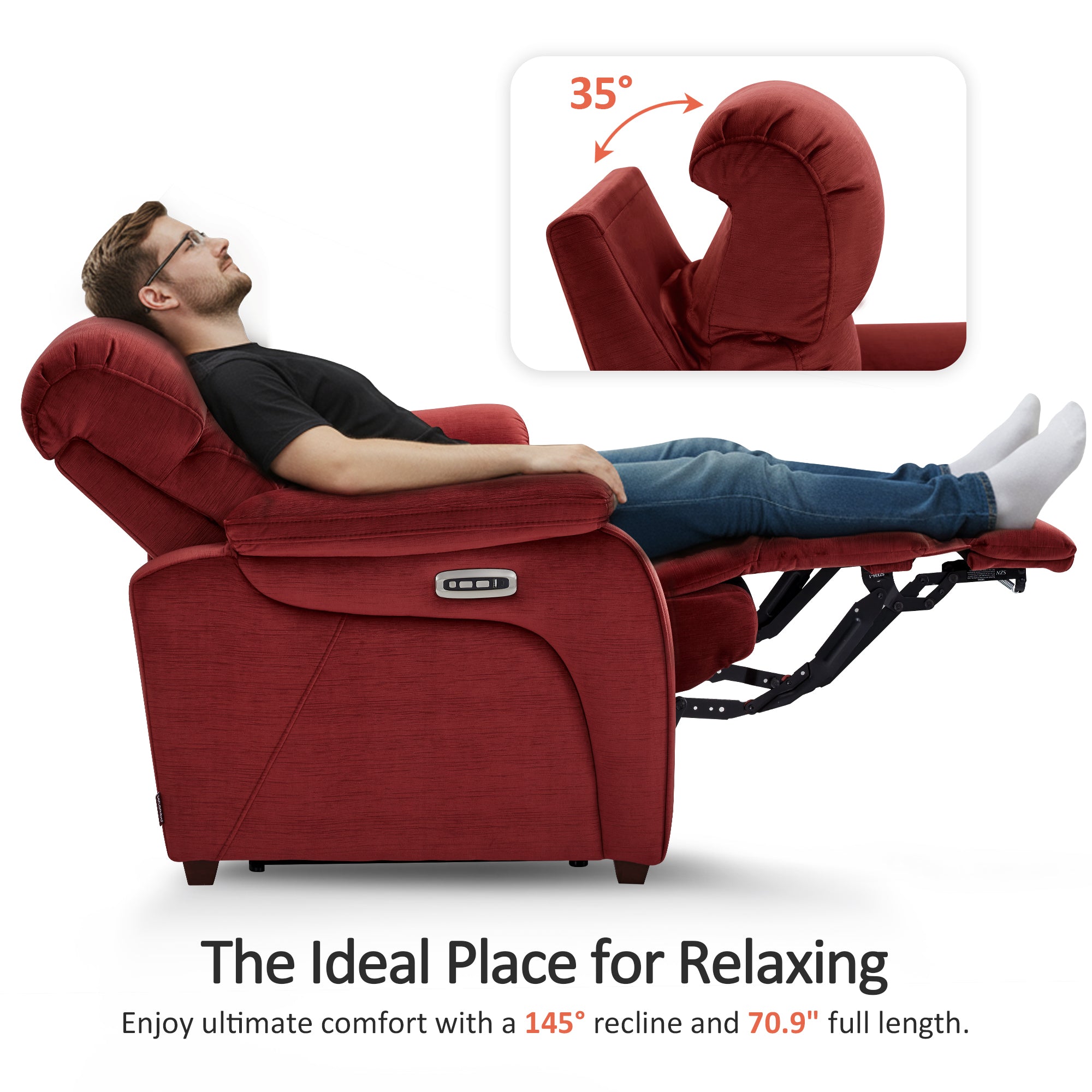 61.6'' Wall Hugger Power Loveseat Recliner Sofa with Adjustable Headrest and USB A & C Charge Ports for Living Room, RVs, Small Spaces, Fabric, ST258M1 | ST258M2 |ST258M3