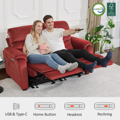 61.6'' Wall Hugger Power Loveseat Recliner Sofa with Adjustable Headrest and USB A & C Charge Ports for Living Room, RVs, Small Spaces, Fabric, ST258M1 | ST258M2 |ST258M3