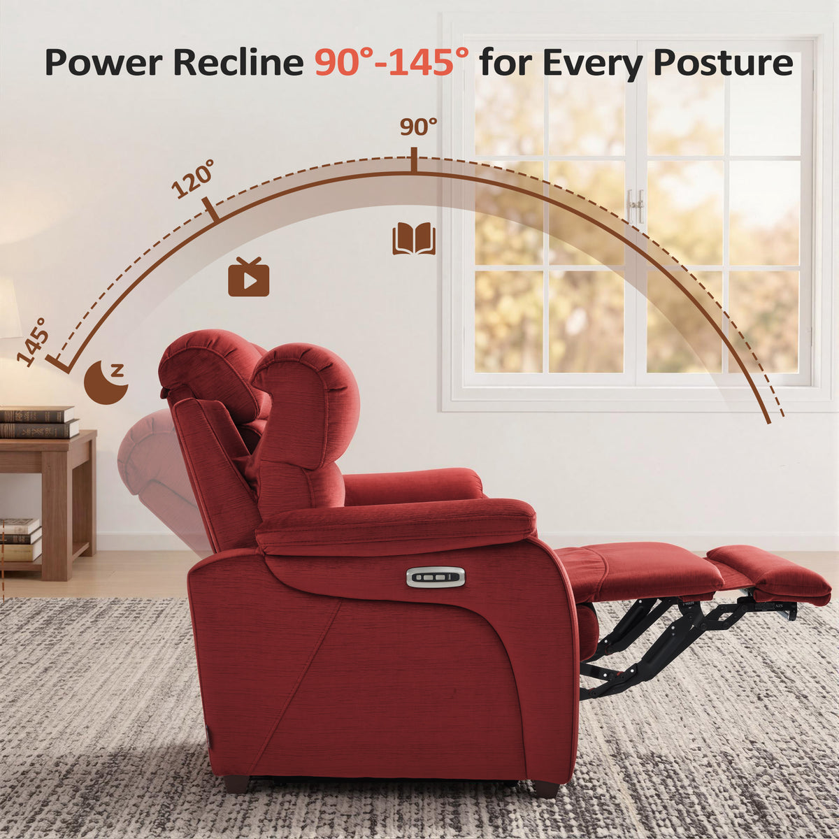61.6" Power Wall Hugger Loveseat with Adjustable Headrest, Fabric ST258M1 | ST258M2 |ST258M3