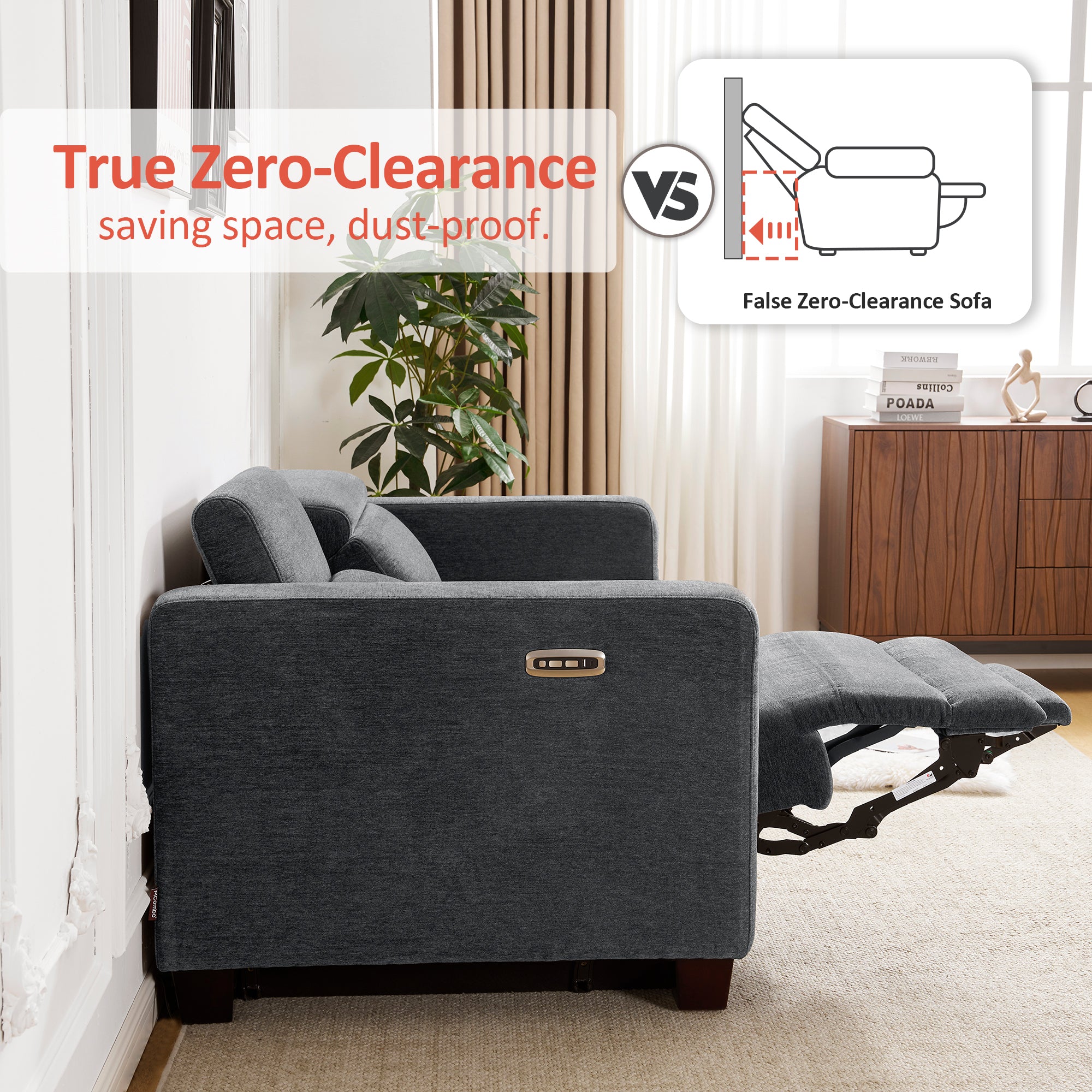 Zero Wall Power Reclining Sofa, Fabric HL198M3