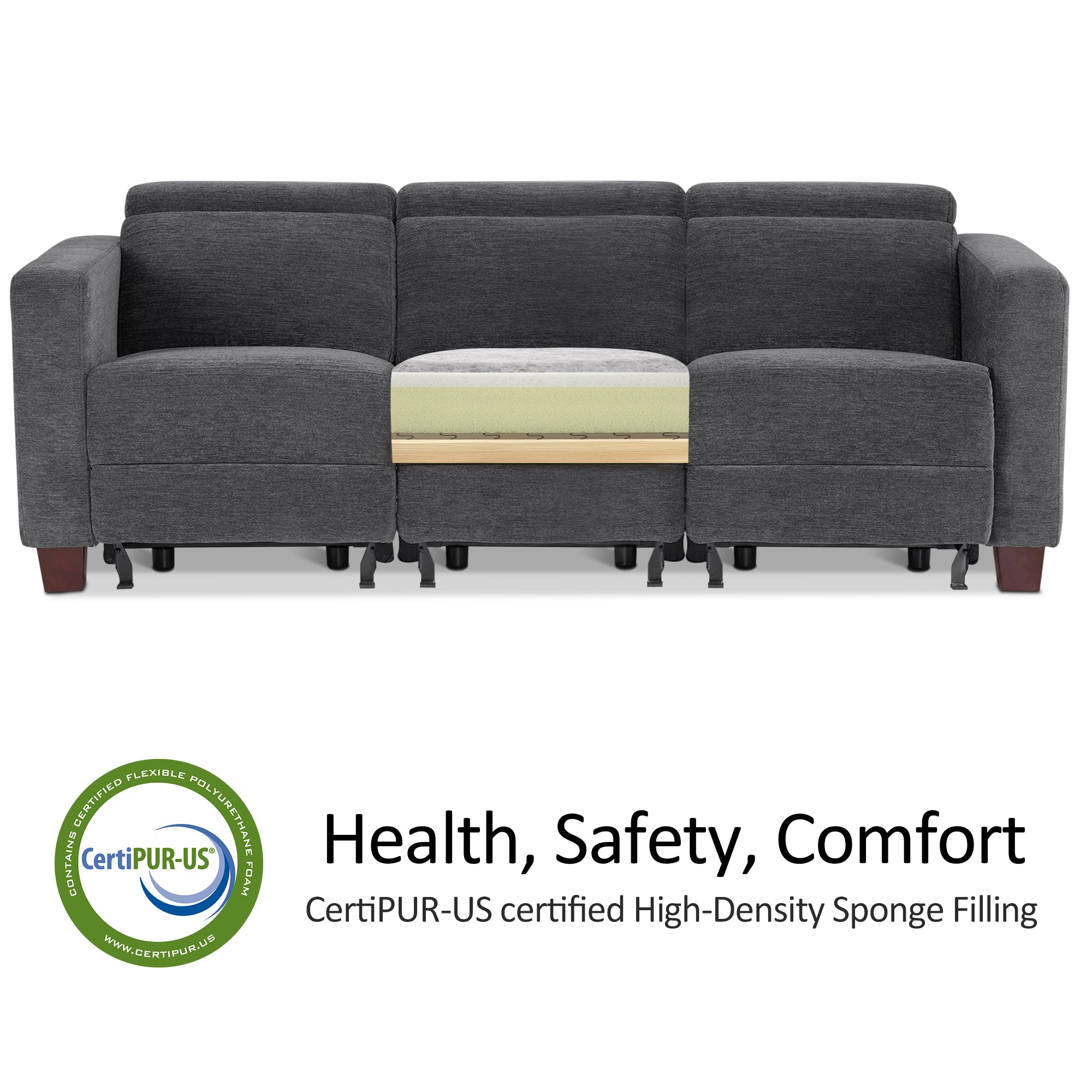 Zero Wall Power Reclining Sofa, Fabric HL198M3