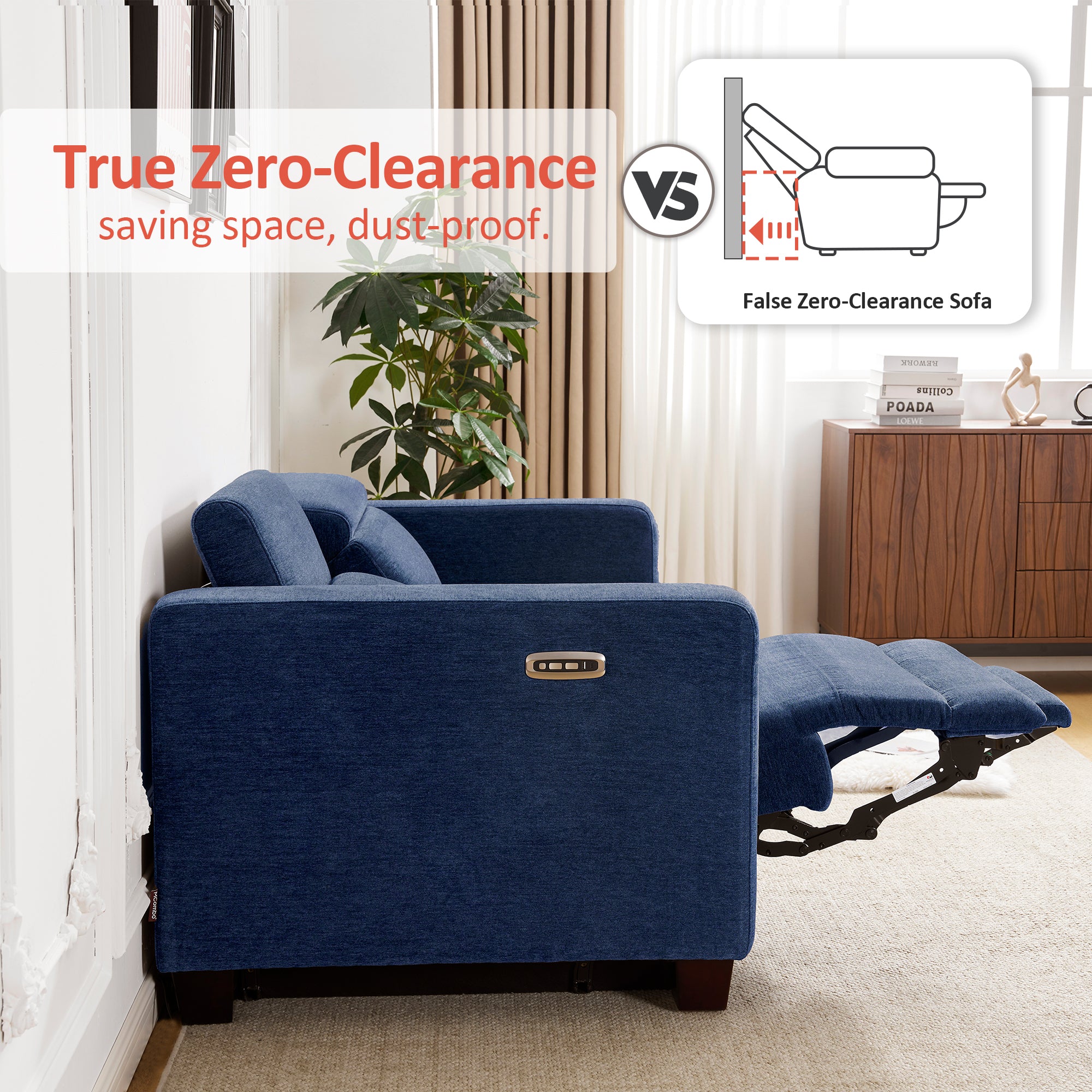 Zero Wall Power Reclining Sofa, Fabric HL198M3