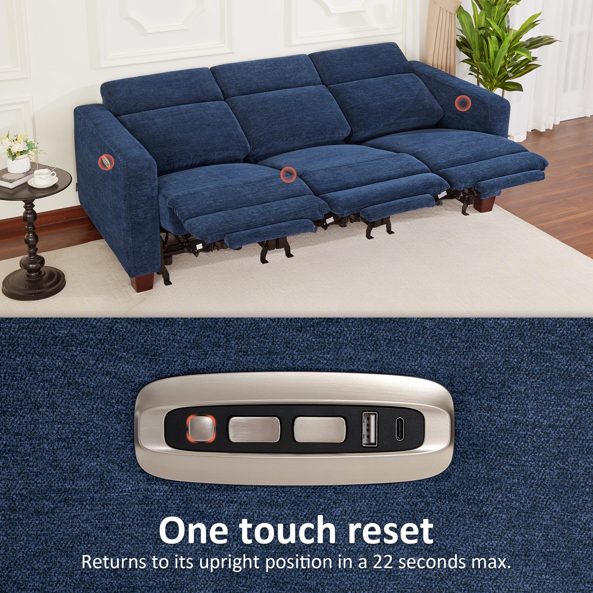Zero Wall Power Reclining Sofa, Fabric HL198M3