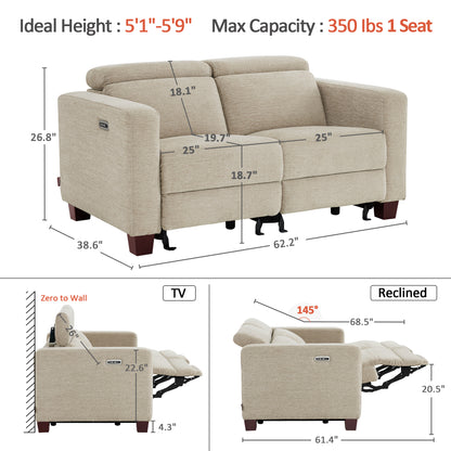 Zero Wall Power Reclining Sofa, Fabric HL198M2|HL198M3