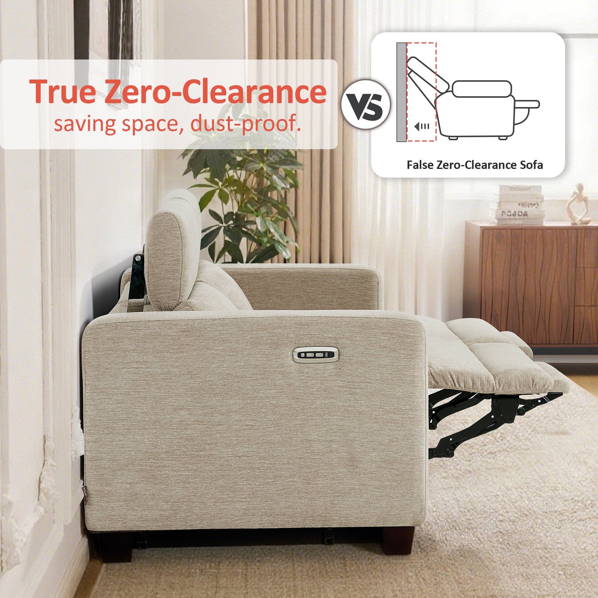 Zero Wall Power Reclining Sofa, Fabric HL198M2|HL198M3
