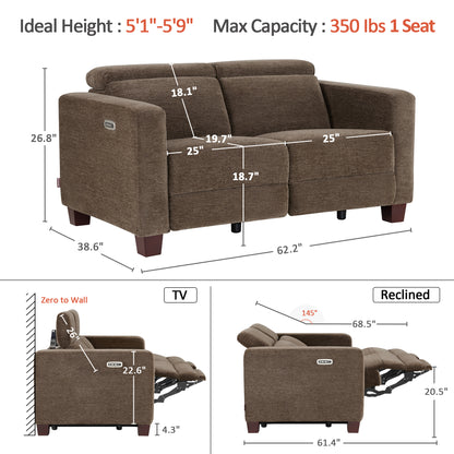 Zero Wall Power Reclining Sofa, Fabric HL198M2|HL198M3