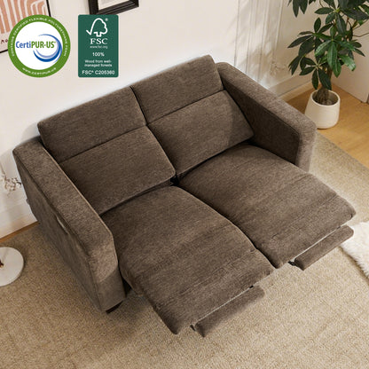 High Leg Reclining Loveseat with Adjustable Headrest, Fabric HL198