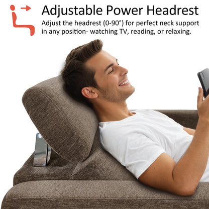 High Leg Reclining Loveseat with Adjustable Headrest, Fabric HL198