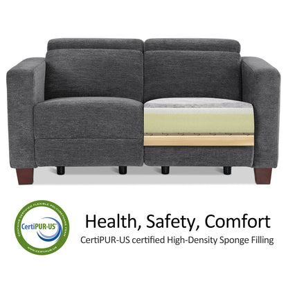 High Leg Reclining Loveseat with Adjustable Headrest, Fabric HL198