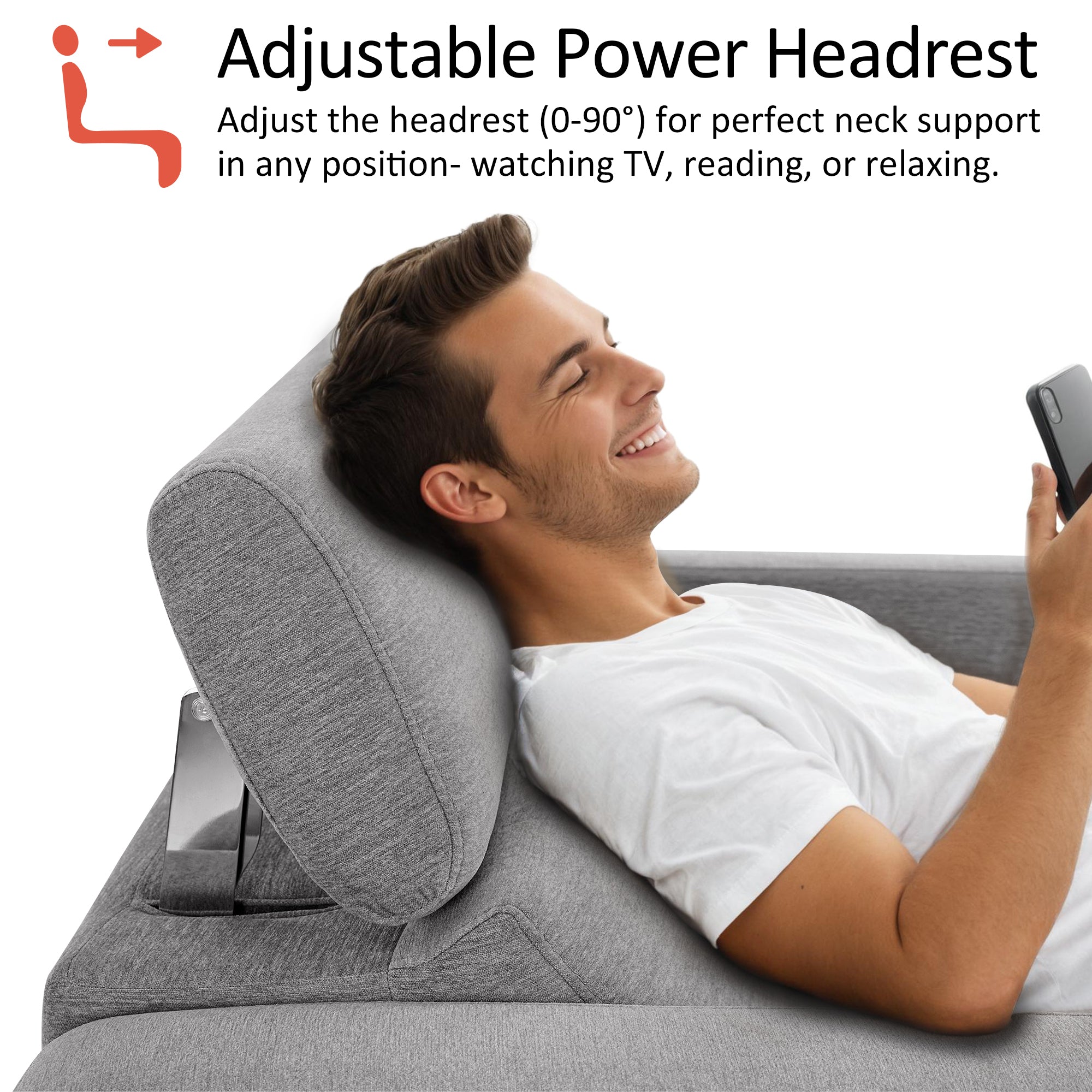 High Leg Reclining Loveseat with Adjustable Headrest, Fabric HL198