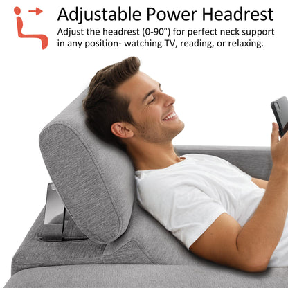 High Leg Reclining Loveseat with Adjustable Headrest, Fabric HL198