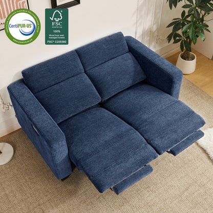 High Leg Reclining Loveseat with Adjustable Headrest, Fabric HL198
