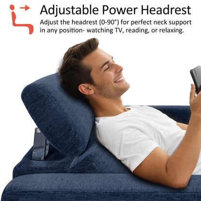 High Leg Reclining Loveseat with Adjustable Headrest, Fabric HL198
