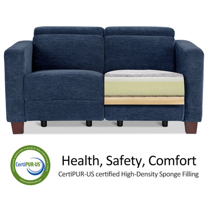 High Leg Reclining Loveseat with Adjustable Headrest, Fabric HL198