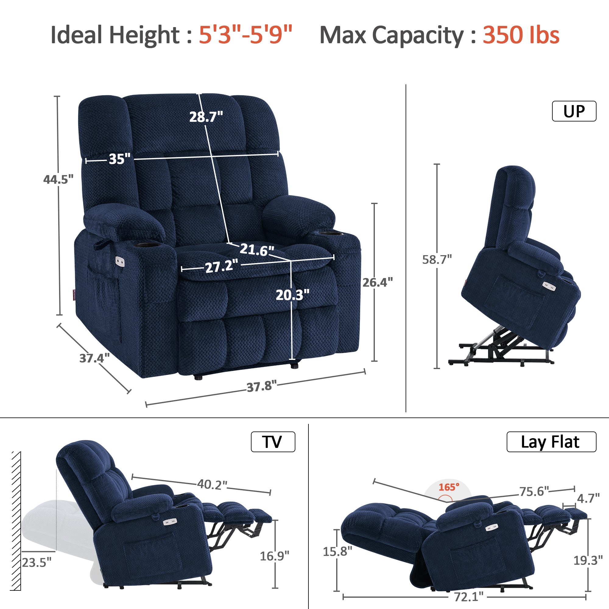 Power Lift Recliner Chair for Elderly, Dual Motor, Massage and Heat, Fabric 7890|7893|7896|R7897|R7891|R7894