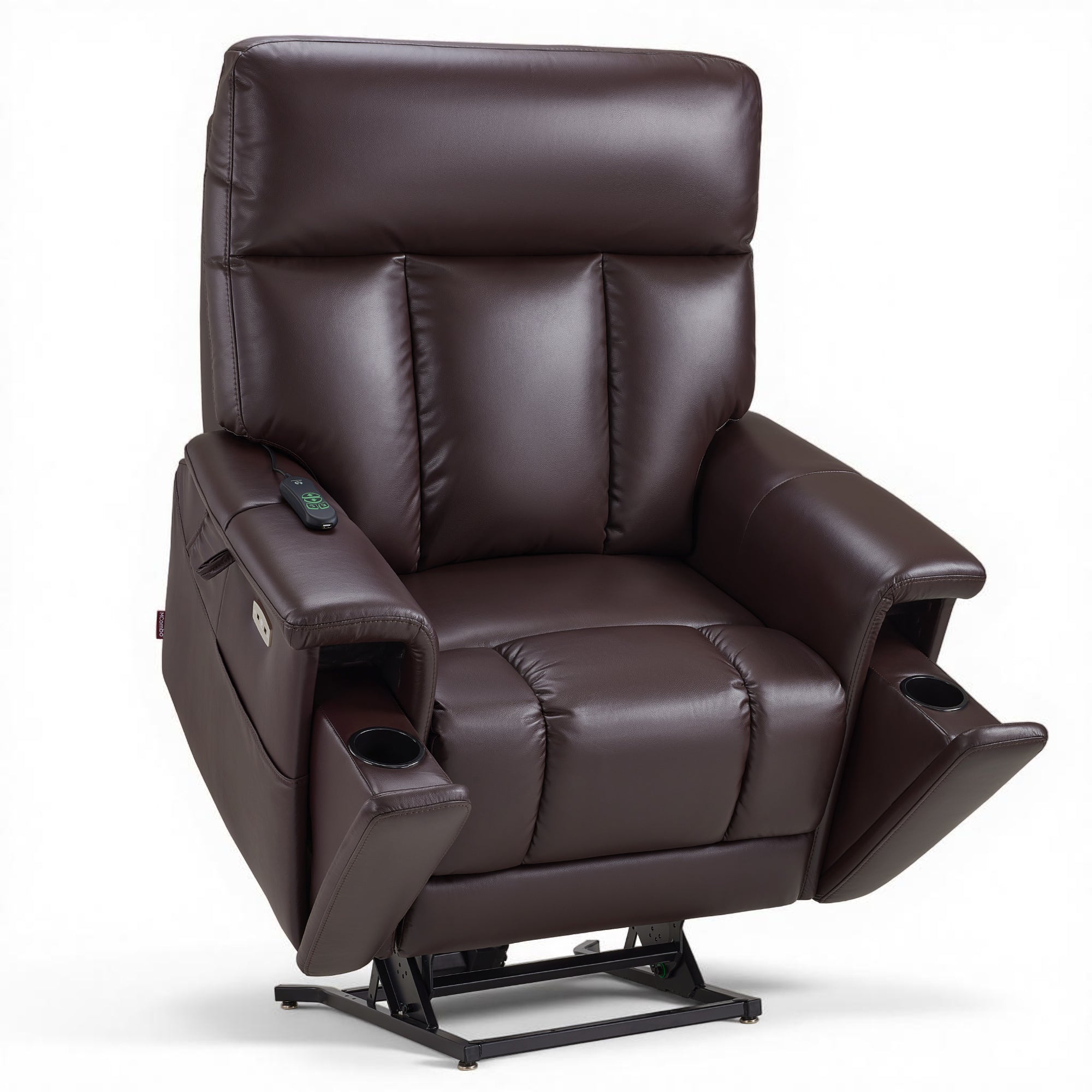 MCombo Heavy Duty Lift Chair for Elderly, Extra Wide Dual Motor Power Lift Recliner 450lbs with Hidden Cup Holders, USB Charging, Breathable Faux Leather R7777