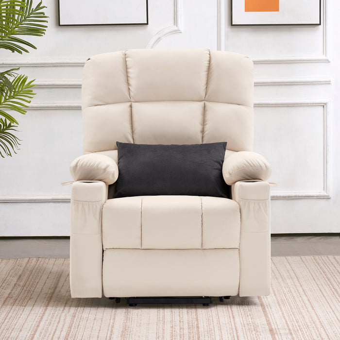 MCombo Medium Dual Motor Power Lift Recliner Chair with Massage and Heat for Elderly People, Infinite Position, Extended Footrest, Faux Leather 7679