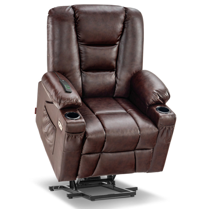 MCombo Small Power Lift Recliner Chair with Massage and Heat for Short People, Faux Leather 7569