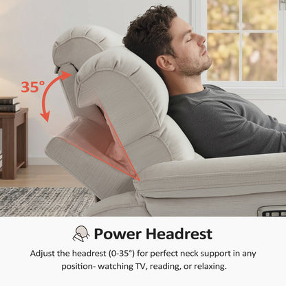 Zero Wall-Hugger Power Recliner Chair, Small Spaces and RV, Fabric ST257