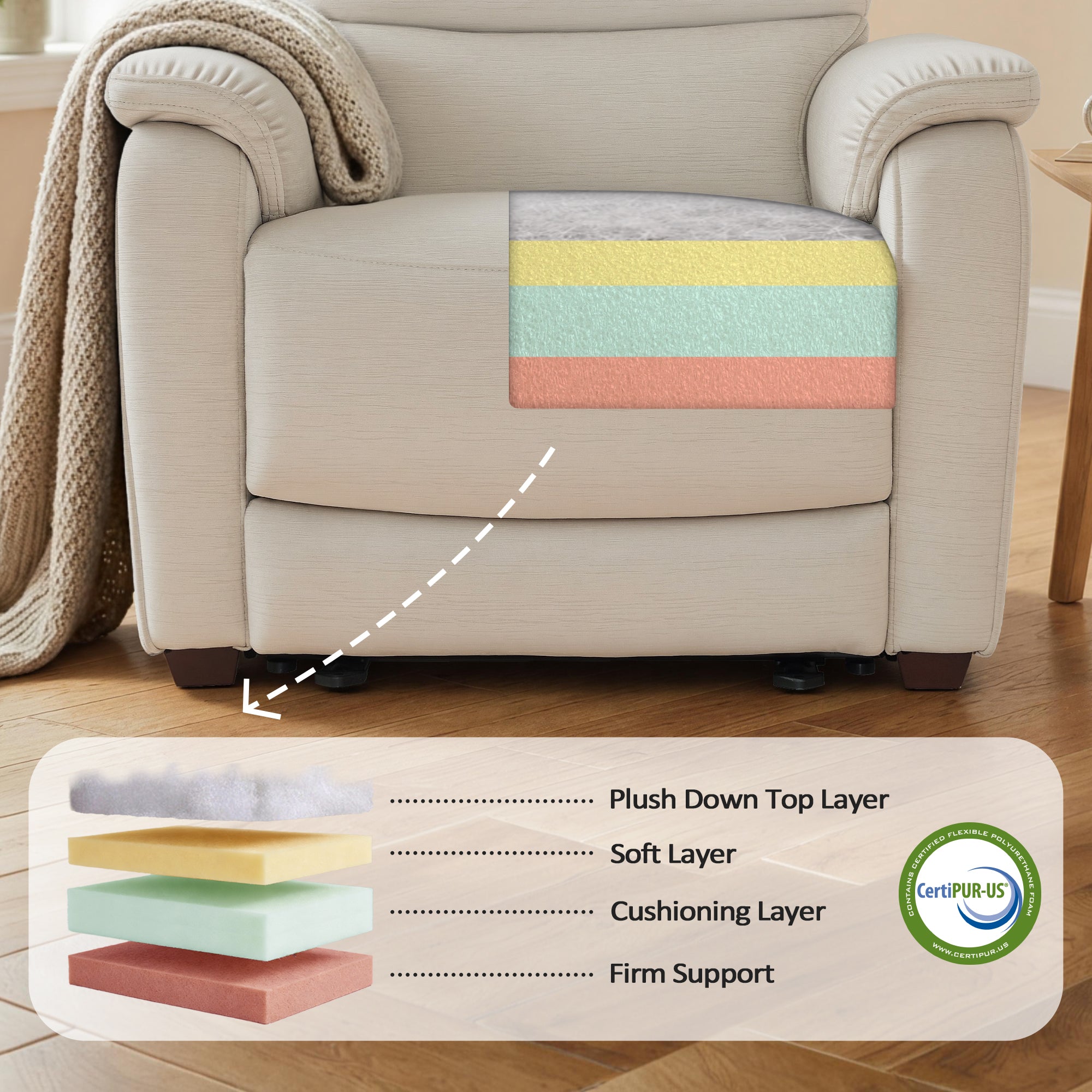 Zero Wall-Hugger Power Recliner Chair, Small Spaces and RV, Fabric ST257