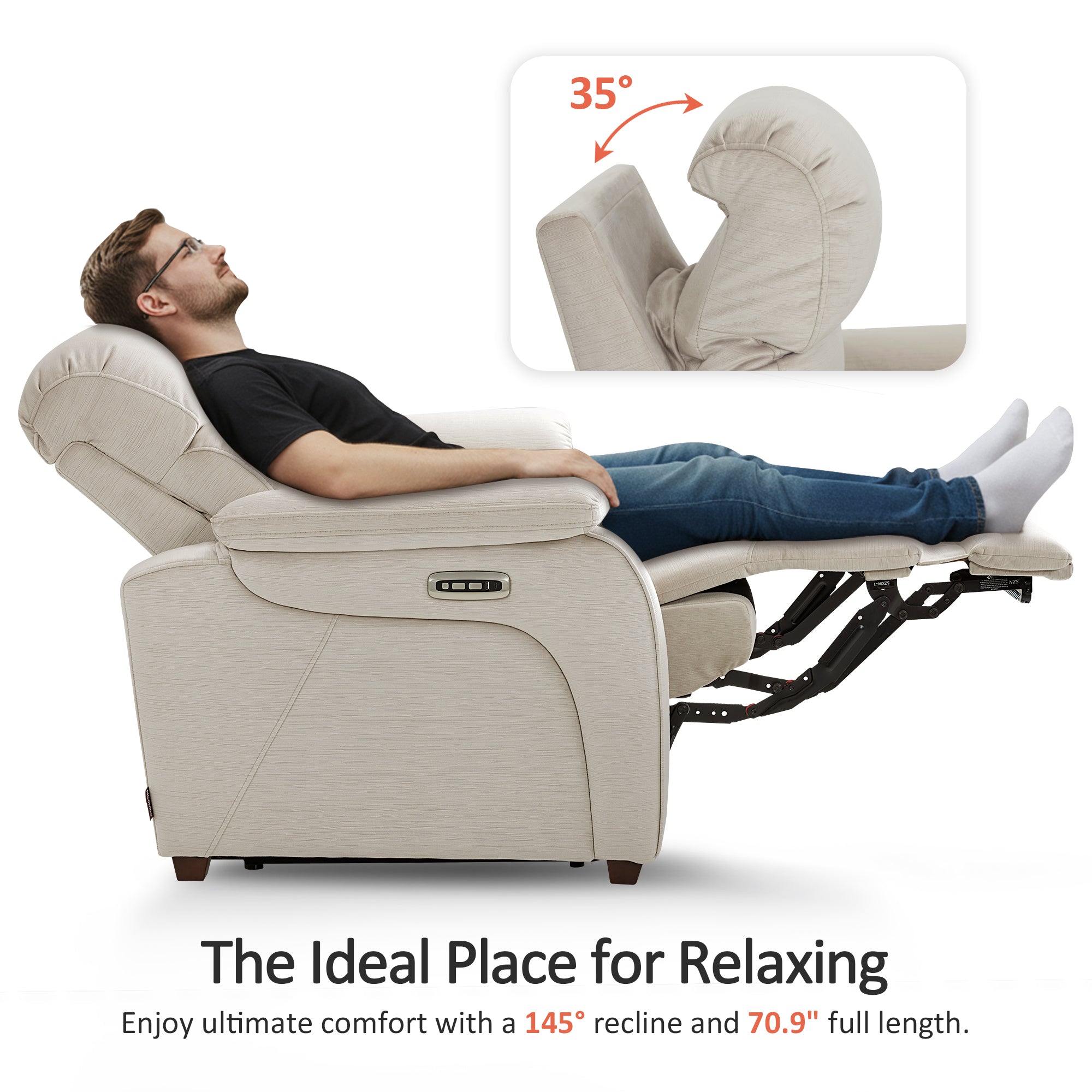 61.6'' Wall Hugger Power Loveseat Recliner Sofa with Adjustable Headrest and USB A & C Charge Ports for Living Room, RVs, Small Spaces, Fabric, ST258M1 | ST258M2 |ST258M3