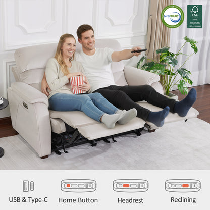 61.6'' Wall Hugger Power Loveseat Recliner Sofa with Adjustable Headrest and USB A & C Charge Ports for Living Room, RVs, Small Spaces, Fabric, ST258M1 | ST258M2 |ST258M3