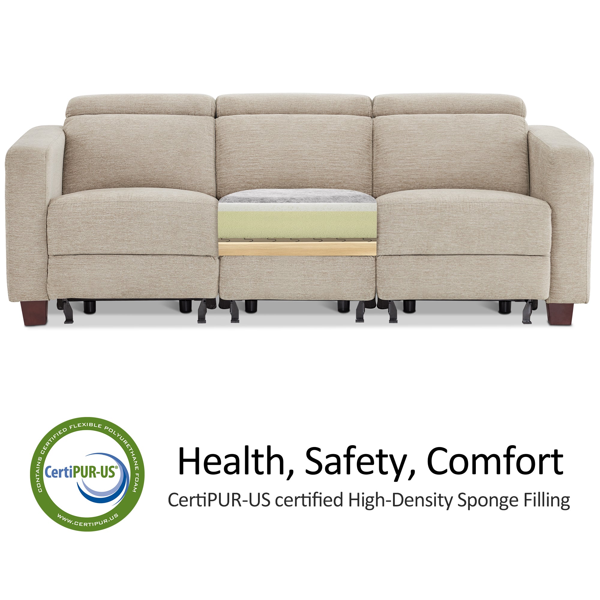 Zero Wall Power Reclining Sofa, Fabric HL198M3