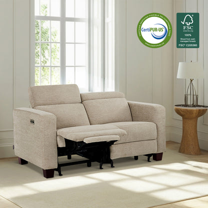 High Leg Reclining Loveseat with Adjustable Headrest, Fabric HL198