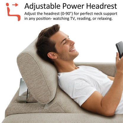 High Leg Reclining Loveseat with Adjustable Headrest, Fabric HL198