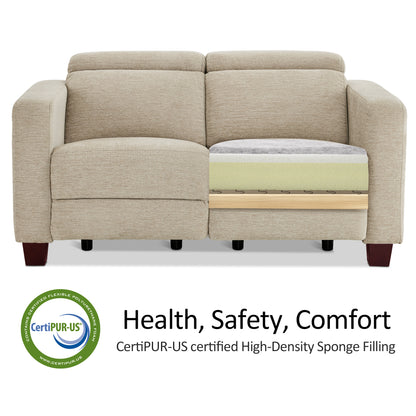 High Leg Reclining Loveseat with Adjustable Headrest, Fabric HL198