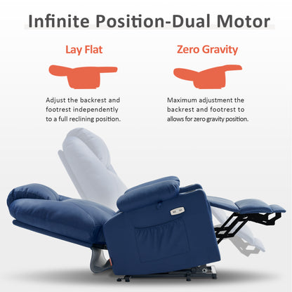 Power Lift Recliner Chair for Elderly, Dual Motor, Massage and Heat, Faux Leather 7815
