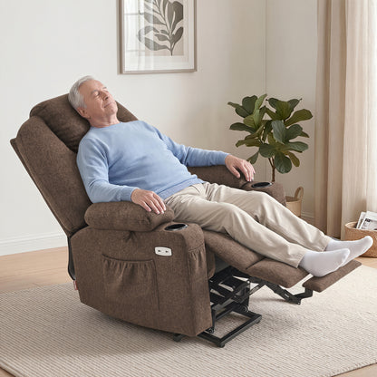 Power Lift Recliner Chair for Elderly, Massage and Heat, Fabric 7040|7516|7141|R7042|R7045|R7510