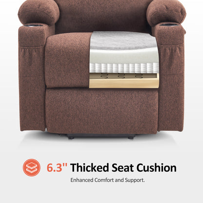 Power Lift Recliner Chair for Elderly, Massage and Heat, Fabric 7040|7516|7141