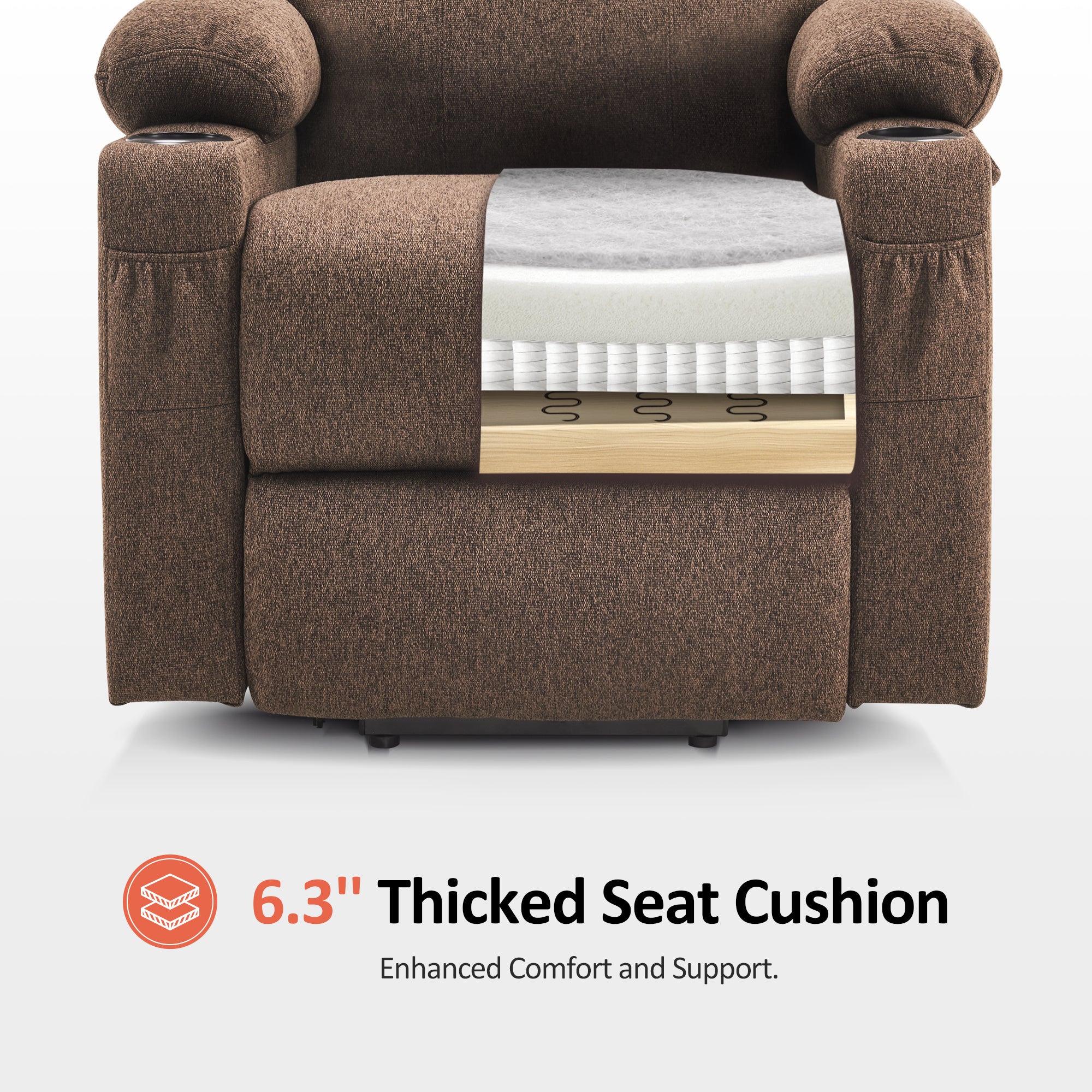 Power Lift Recliner Chair for Elderly, Massage and Heat, Fabric 7040|7516|7141|R7042|R7045|R7510