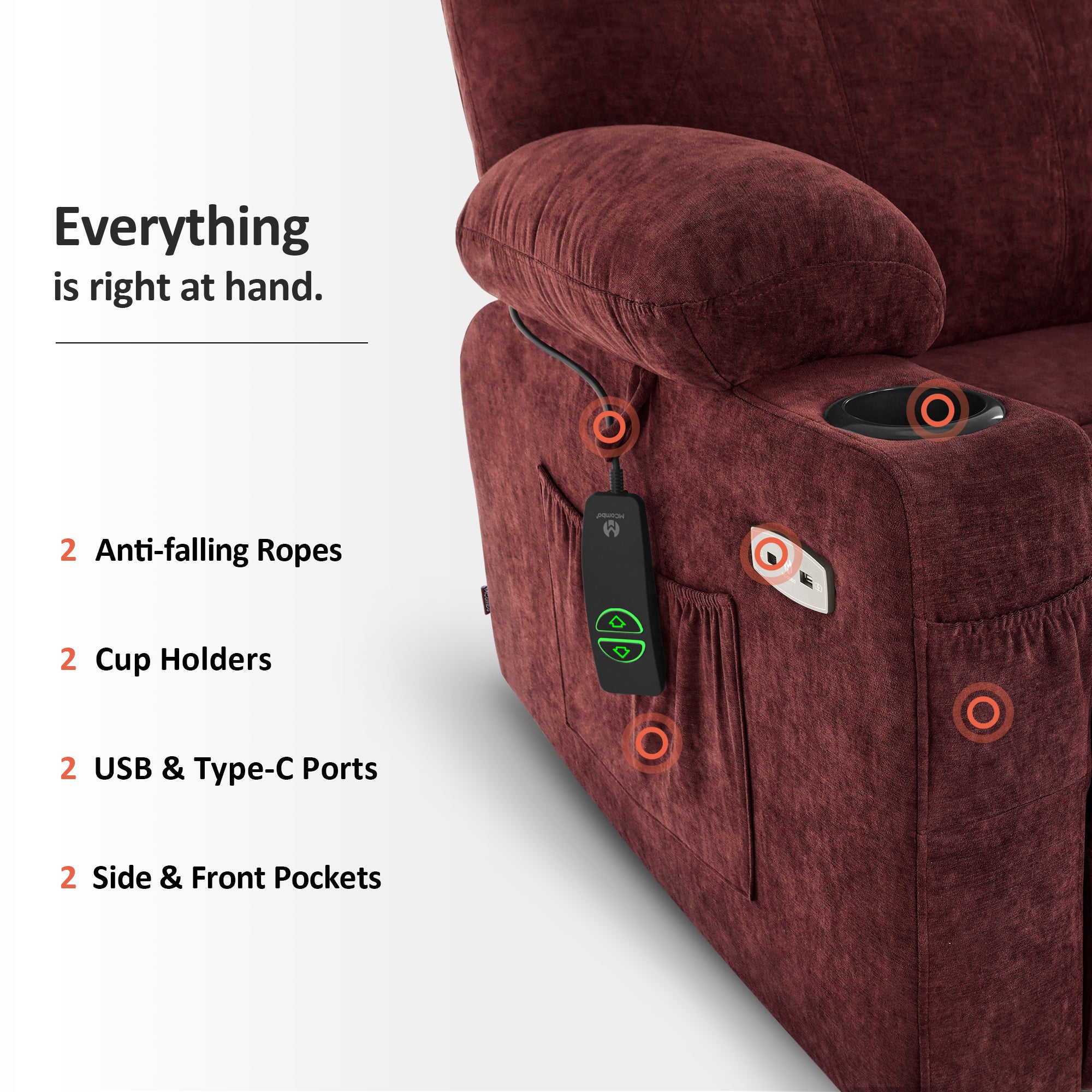 Massage and Heat, Lift Recliner Chair for Elderly