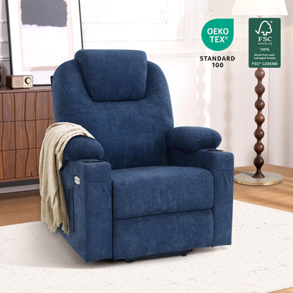 Power Lift Recliner Chair for Elderly, Massage and Heat, Fabric 7040|7516|7141