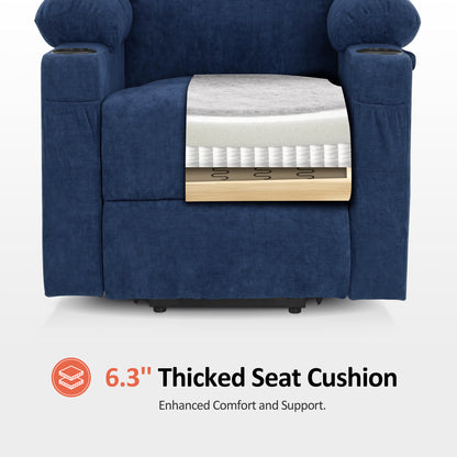 Power Lift Recliner Chair for Elderly, Massage and Heat, Fabric 7040|7516|7141