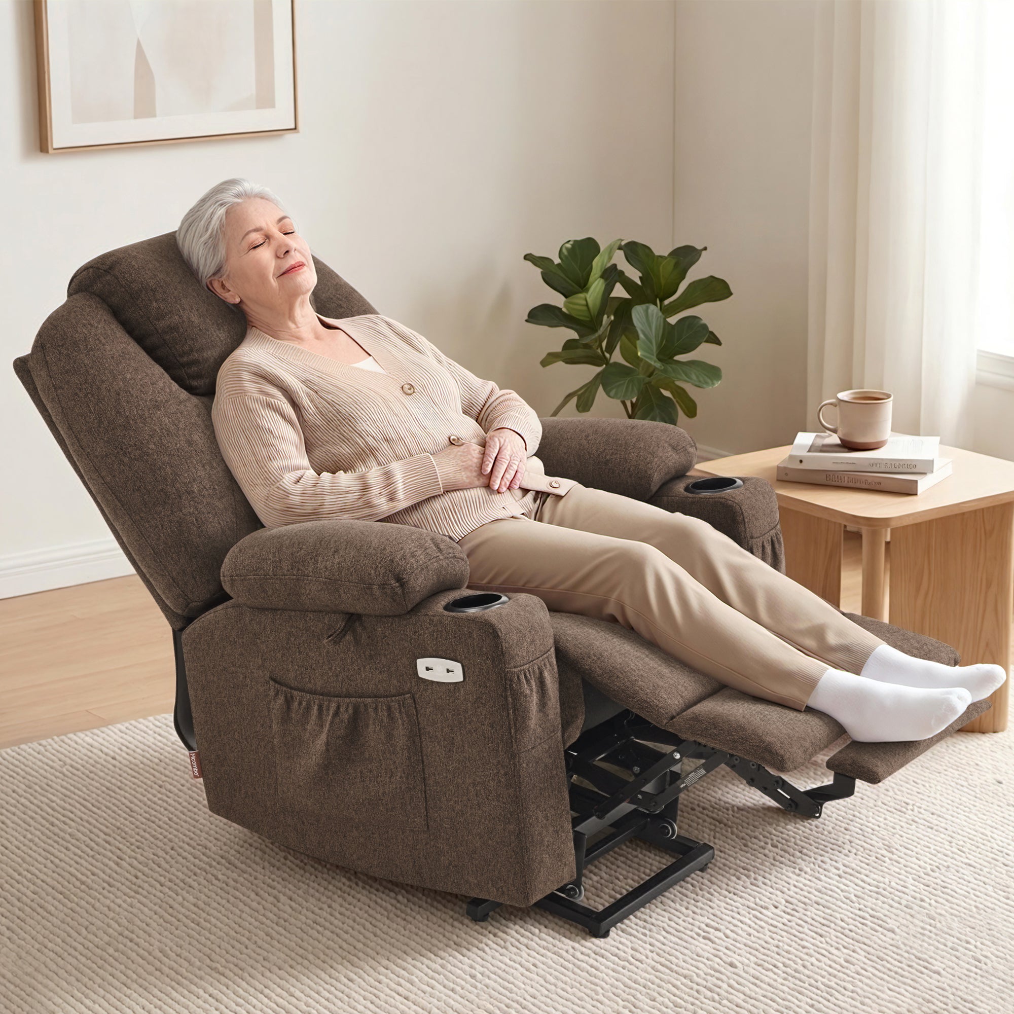 Power Lift Recliner Chair for Elderly, Massage and Heat, Fabric 7040|7516|7141|R7042|R7045|R7510