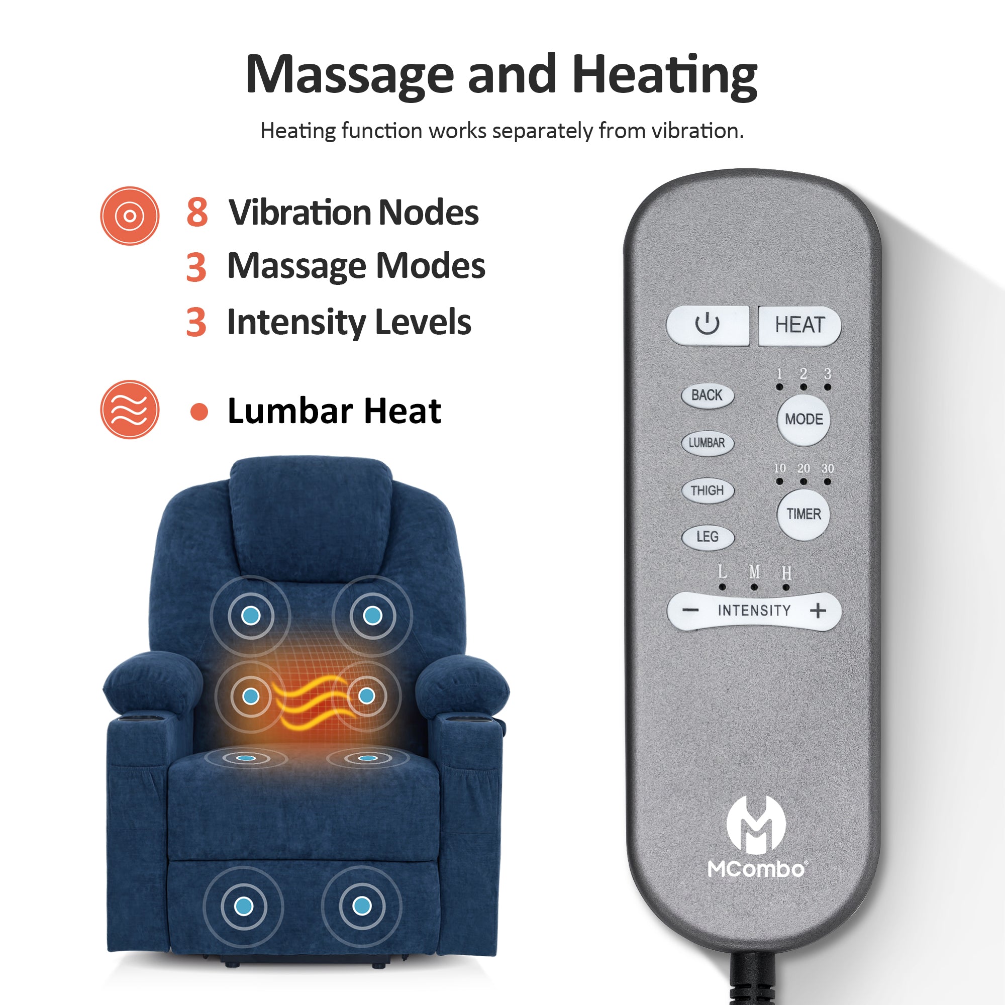 Massage and Heat, Lift Recliner Chair for Elderly