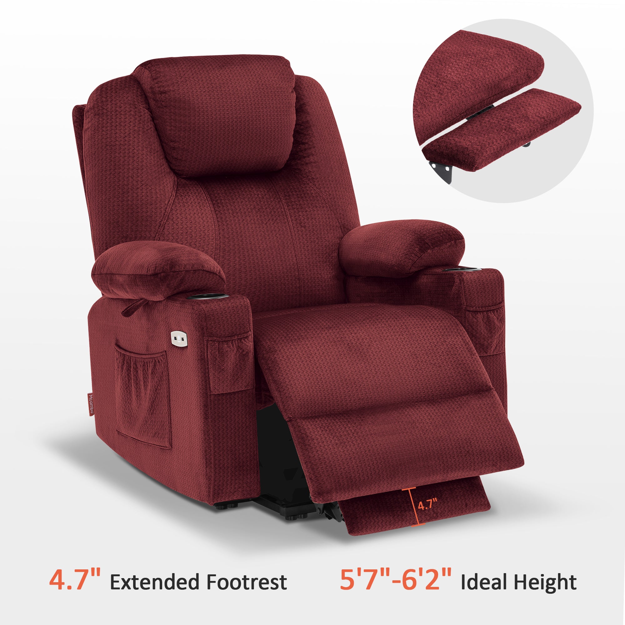 Power Lift Recliner Chair for Elderly, Massage and Heat, Fabric 7040|7516|7141|R7042|R7045|R7510