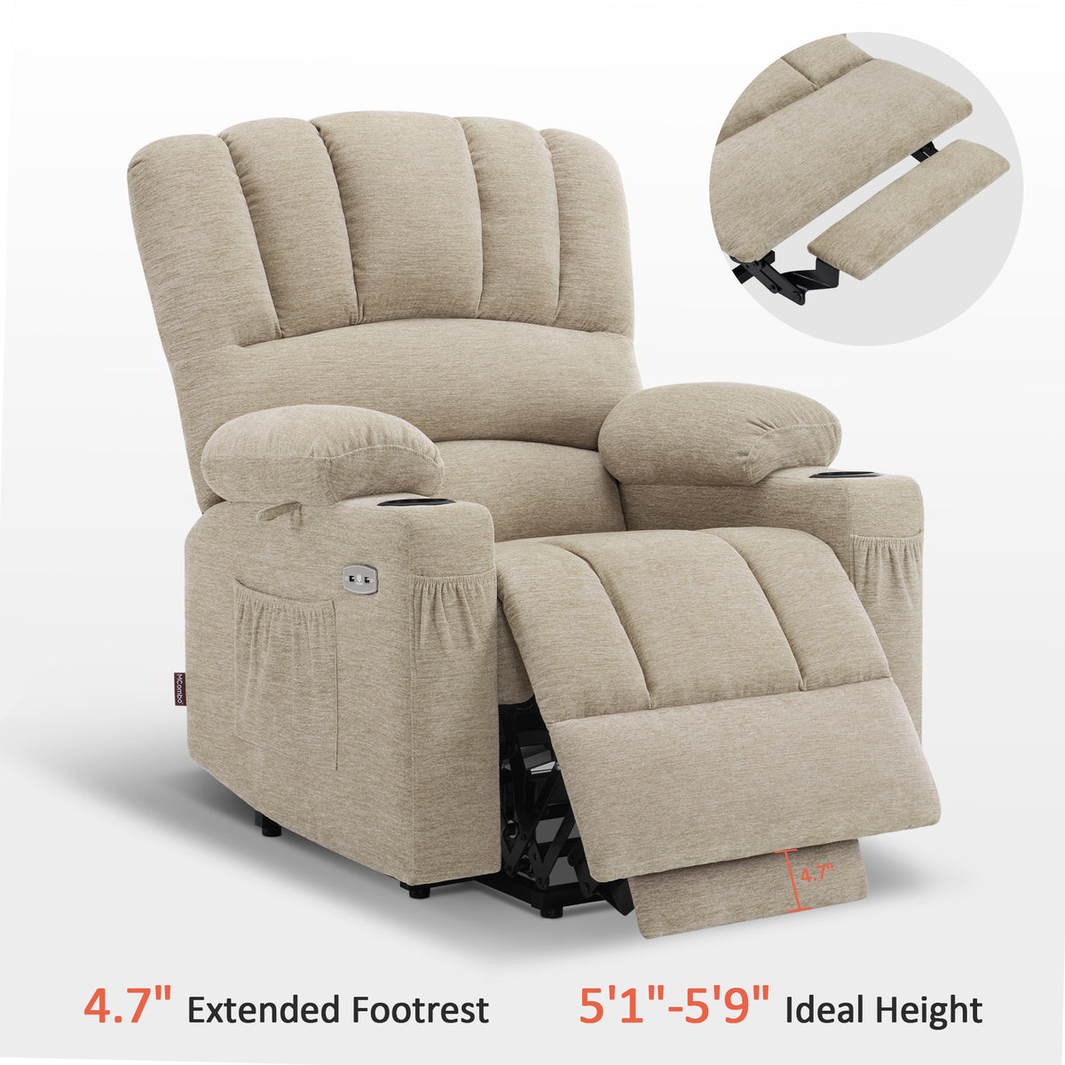 MCombo Power Lift Recliner Chair Sofa with Massage and Heat for Elderl