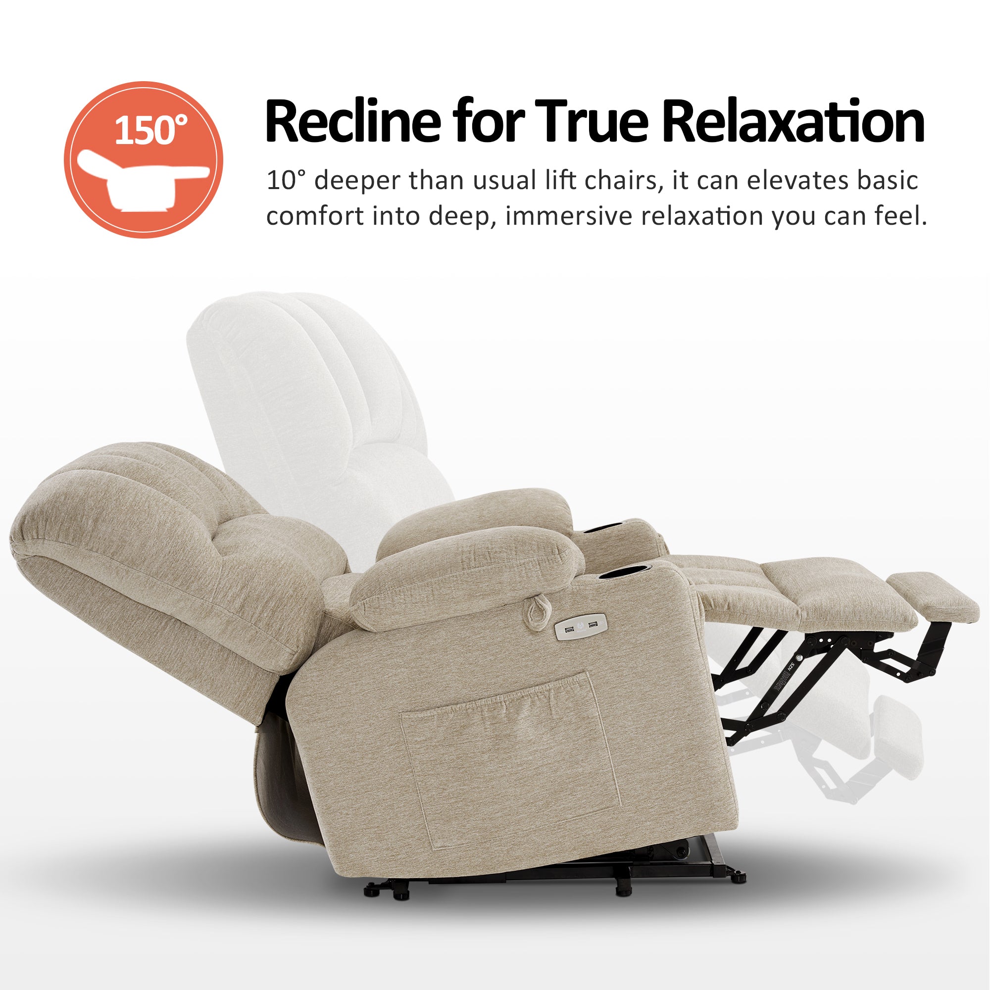 Power Lift Recliner Chair for Elderly, Massage and Heat, Fabric 7095|R7092|R7096|R7093