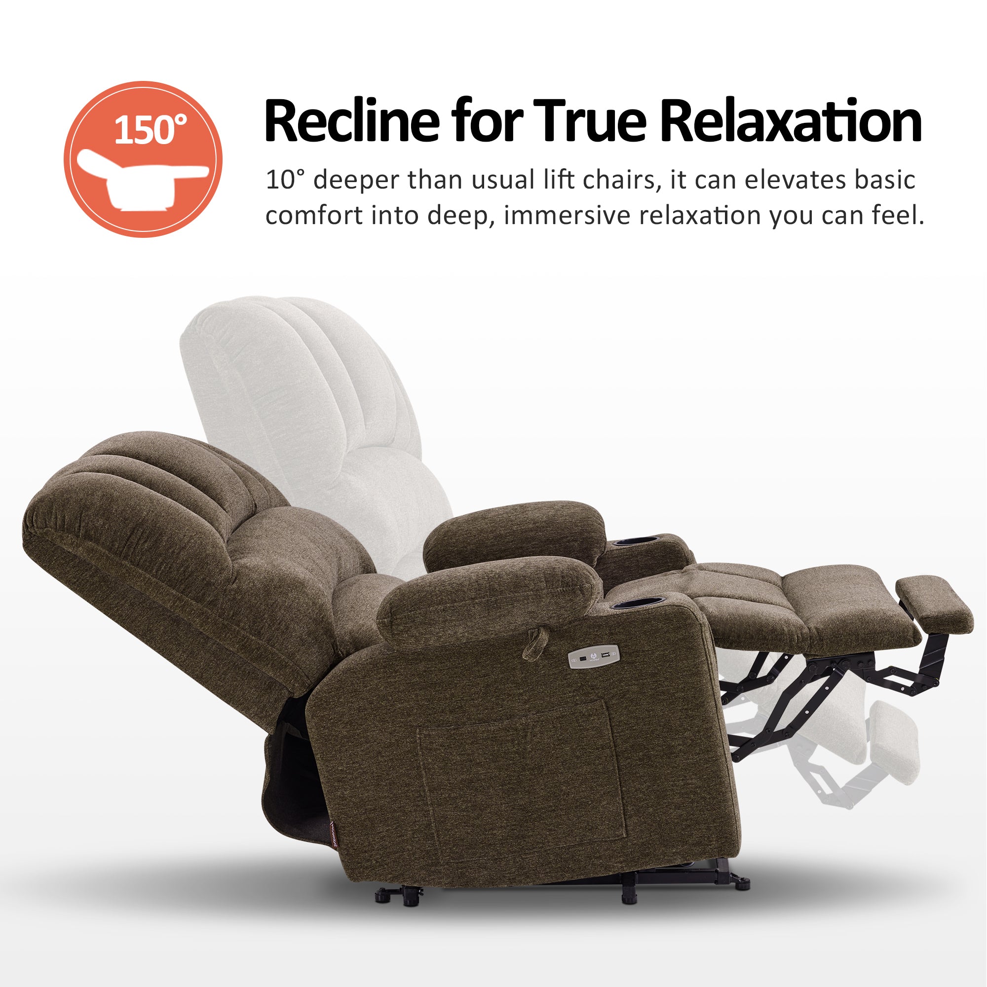 Power Lift Recliner Chair for Elderly, Massage and Heat, Fabric 7095|R7092|R7096|R7093
