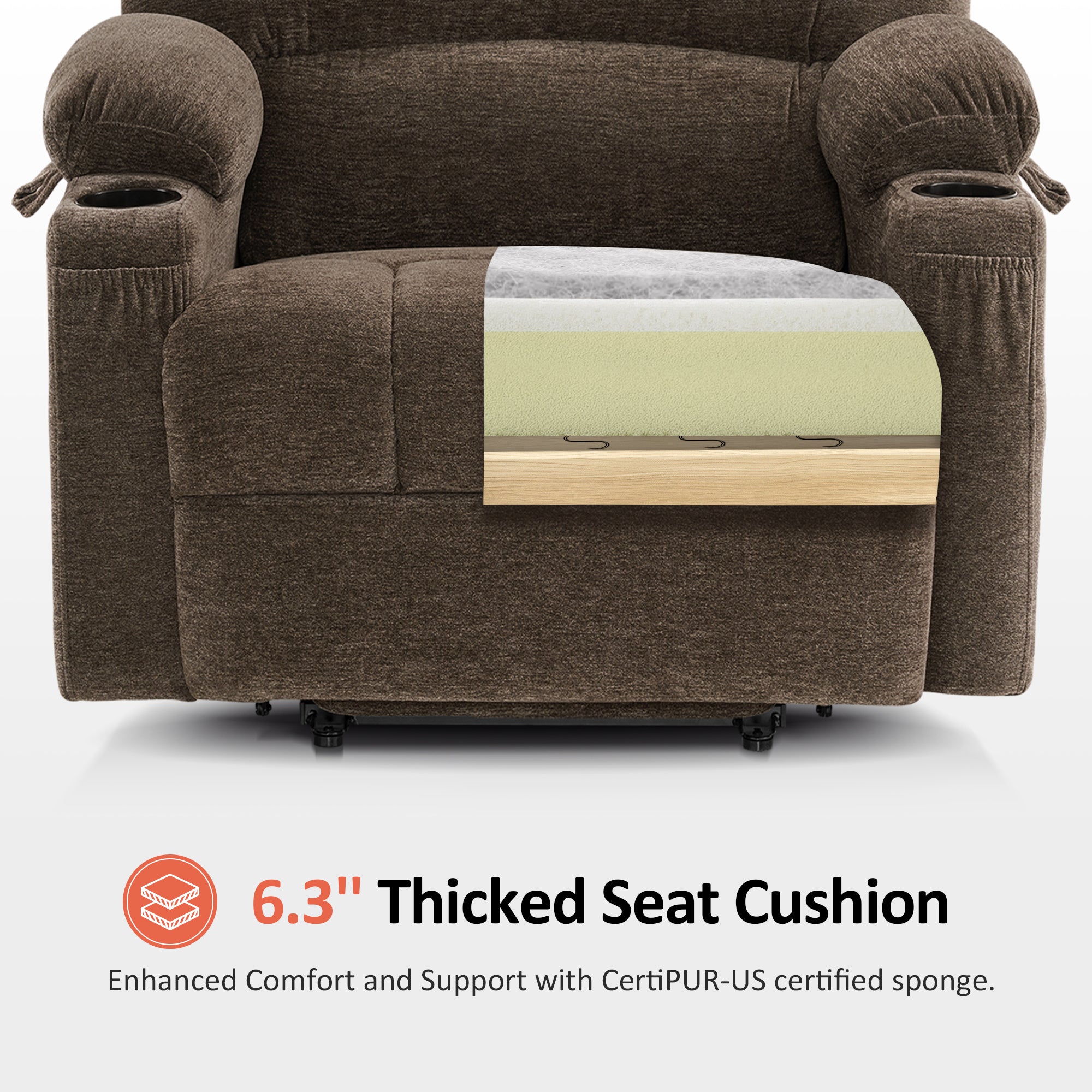 Power Lift Recliner Chair for Elderly, Massage and Heat, Fabric 7095|R7092|R7096|R7093