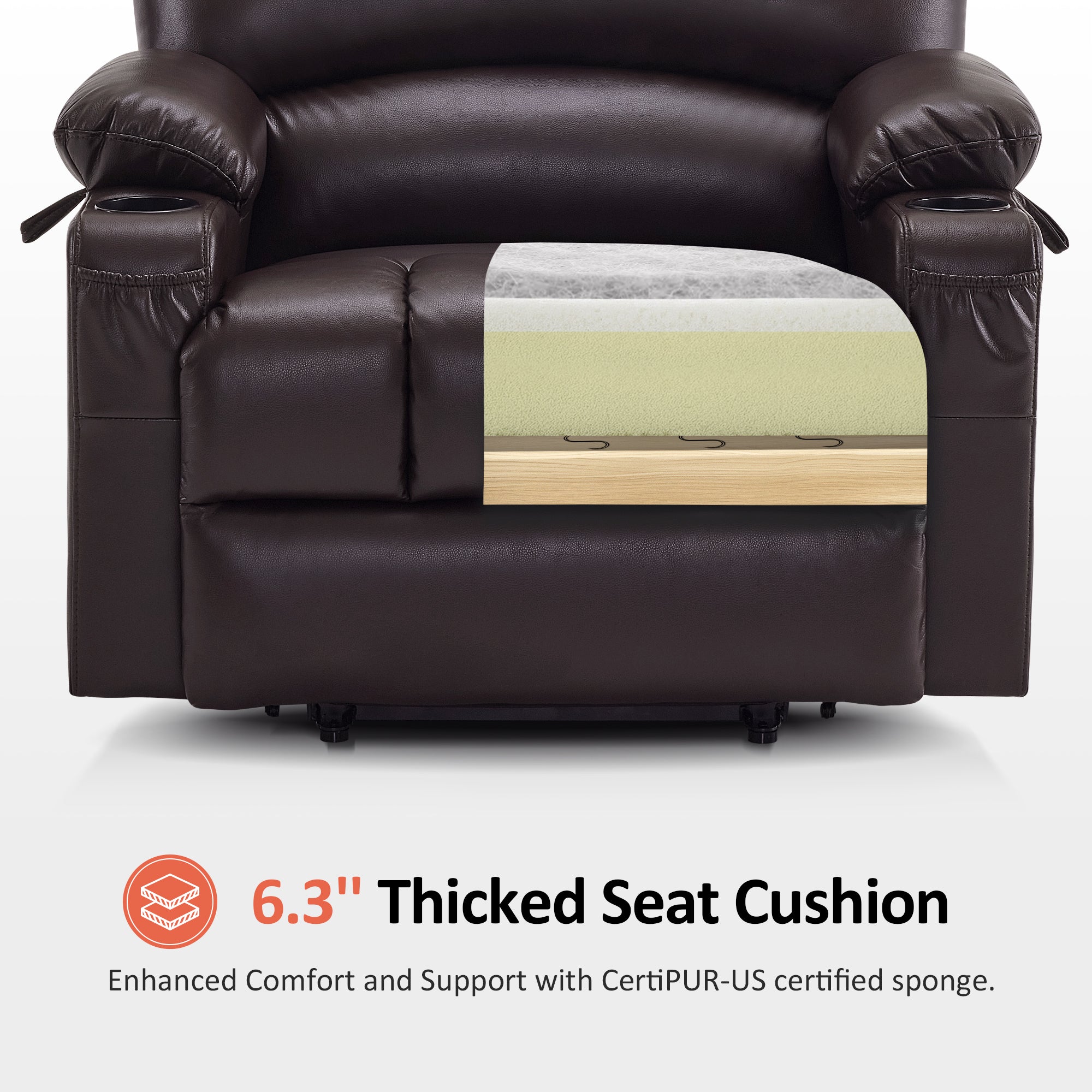 Power Lift Recliner Chair, Massage and Heat, Faux Leather 7095|7099|R7092|R7096
